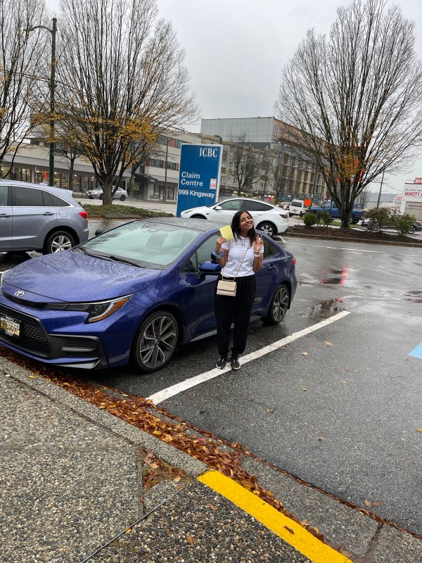 Jagriti after successfully earning a driver's licence