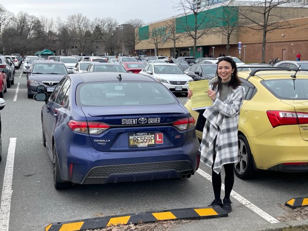 Haruka after successfully earning a driver's licence